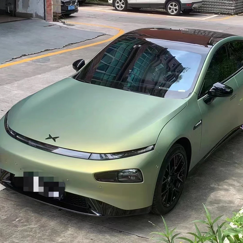 Green Air Release Stretchable Removable Easy to Install Premium PET Car Wrap Auto Vinyl Customization
