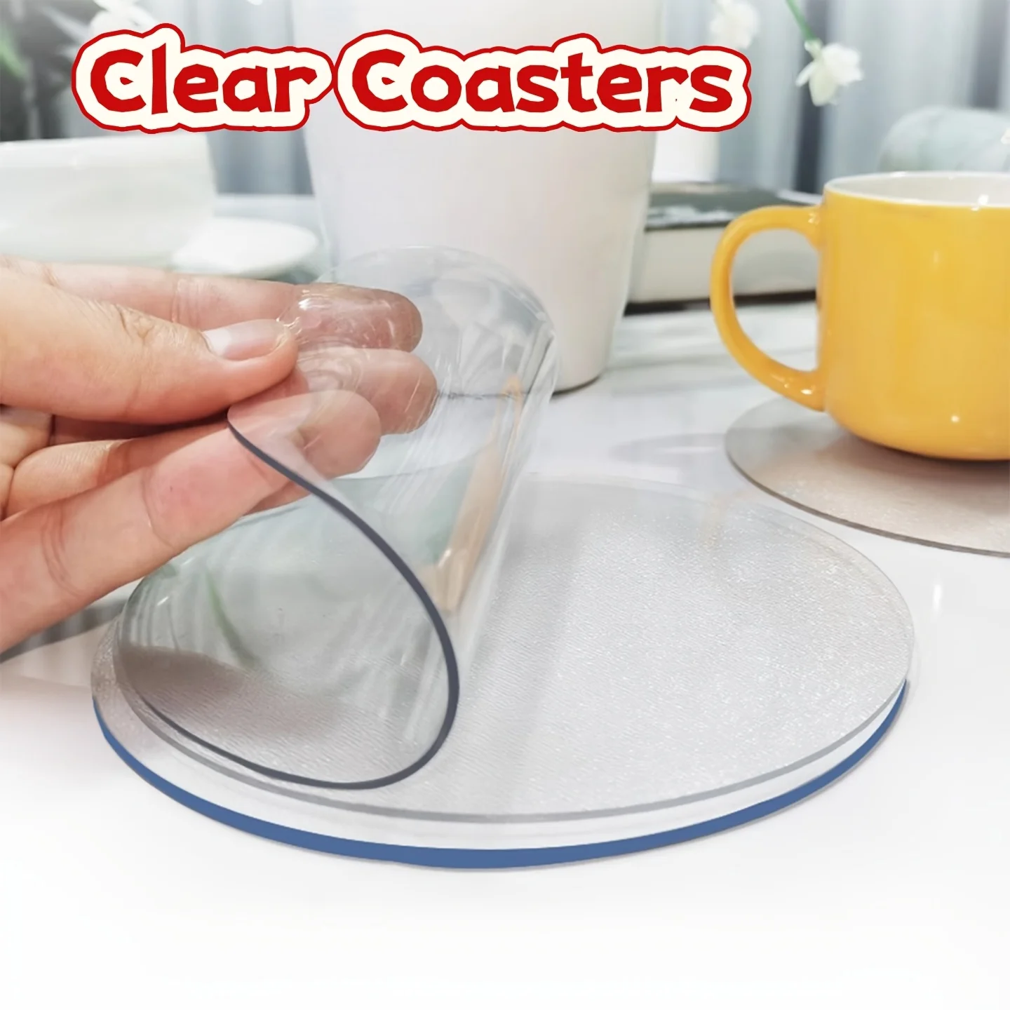 6pcs Transparent Soft Glass Coasters, 2mm Transparent PVC Coasters, Waterproof And Non-Slip Desktop Protection Pads for Home