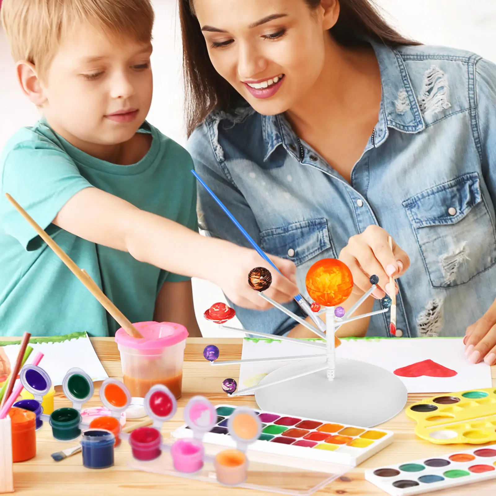 

1Set Solar System Assembly Kit Accurate Planet Balls Educational Science Desktop Ornament Solar System Project