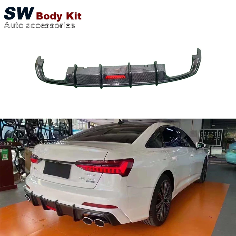 

KB Style Carbon Fiber S6 Rear Diffuser For Audi A6 S6 C8 2019-2022 Upgrade Retrofit Rear Bumper Lip Performance Kit