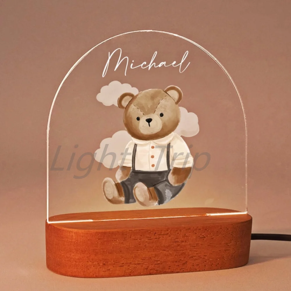 Imagem -06 - Nome Personalizado Led Flower Fairy Nightlights Usb Cores 3d Luz Personalizada Lâmpada Acrílica dos Desenhos Animados para o Bebê Kid Room Decor