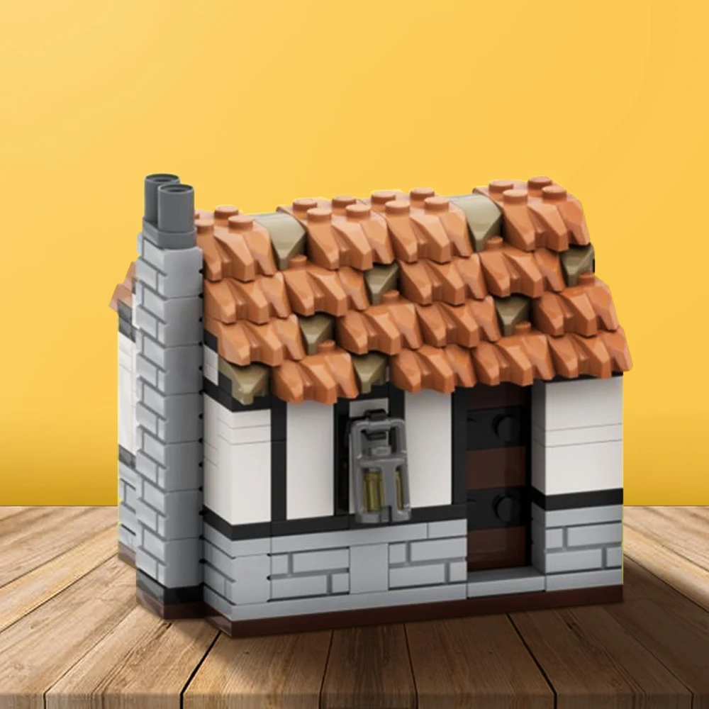 

MOC Medieval Small House Compatible With Lion Knight Castle Building Block Street View Architecture Bricks Toys Children's Gifts