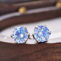 0.5/1 carat Royal blue Moissanite Studs Earrings for Men Women S925 Silver Platinum Plated Bride Wedding Diamond Studs GRA