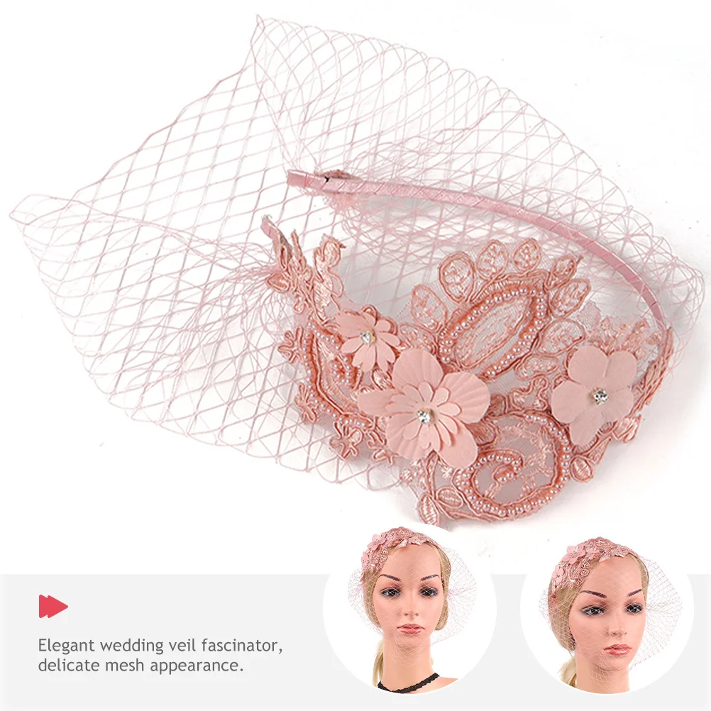 

Wedding Veil Bridal Fascinator Hats Dress Hats For Women for Women Mesh Lace Rhinestone Pink Retro Style Tea Party