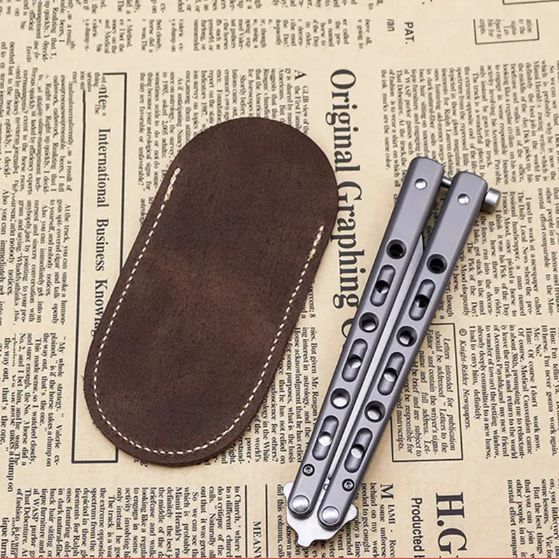 Custom Leather Cowhide Scabbard Storage Folding Knife Protective Case for Butterfly Knife Leather Case