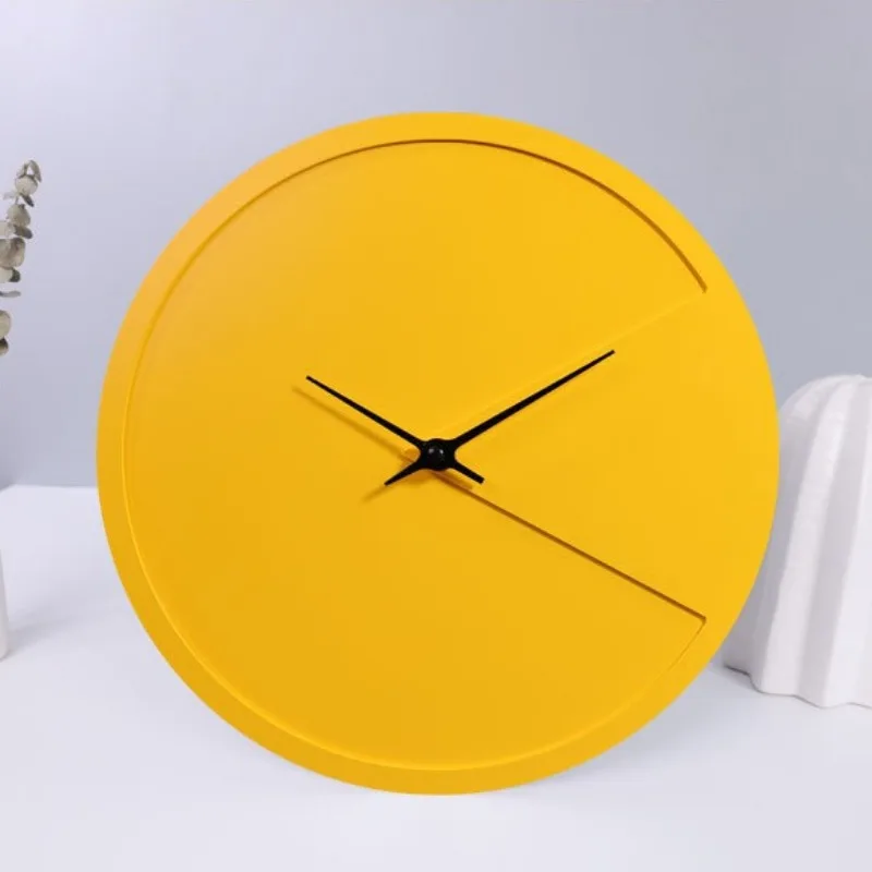 Silent Round Wall Clock Nordic Modern Simple Yellow Wall Clocks Living Room Decor Office Home Decoration Valentines Day Gift