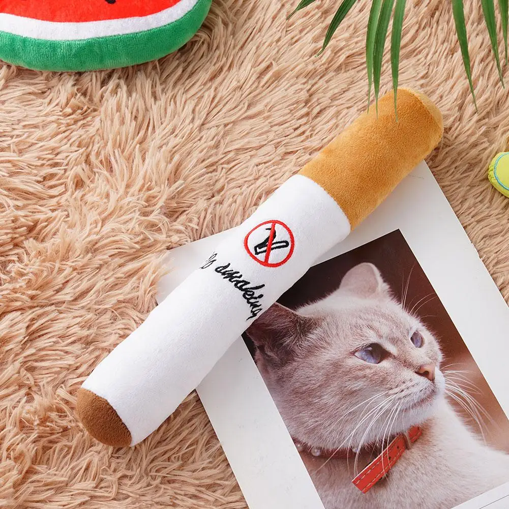 Pet Funny Toys Cigar Big Smoke Plush Sound Squeak Fake Cigarettes Toys Dog Chew Molar Interactive Game Bite Resistant Pet Toy