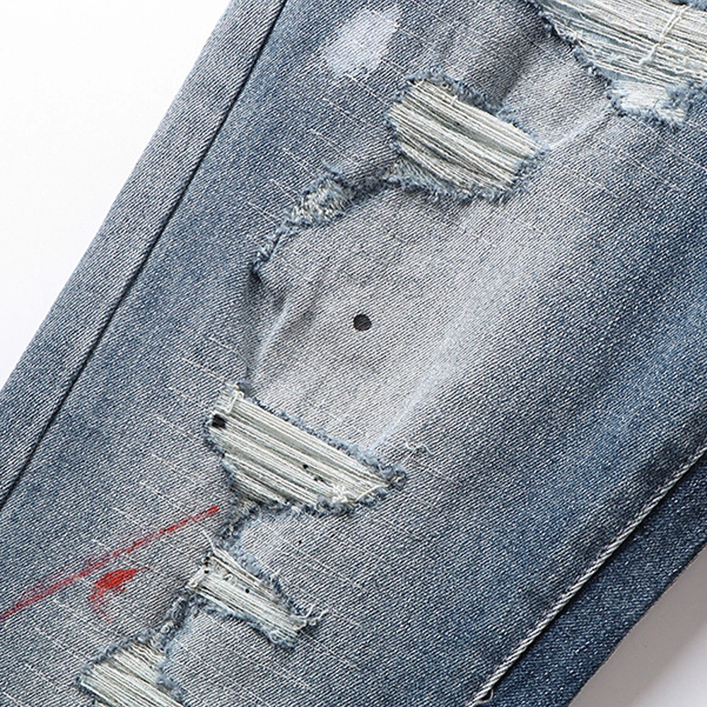 ملابس للرجال Y2k ملابس الشارع الشهير التصحيح العمل فضفاض بانت ممزق الدينيم الجينز عادية الهيب هوب الشارع نمط الرجعية المتعثرة متوهج الجينز #4