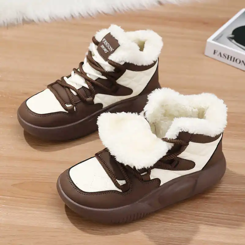 High-top Fur Lined Spring Shoes Woman Woven White Trainers For Women Luxury Sneakers Sport Athletics Runings Leisure view 3