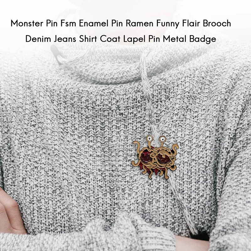 الوحش دبوس Fsm المينا دبوس رامين مضحك الذوق بروش الجينز الدنيم قميص معطف التلبيب دبوس شارة معدنية