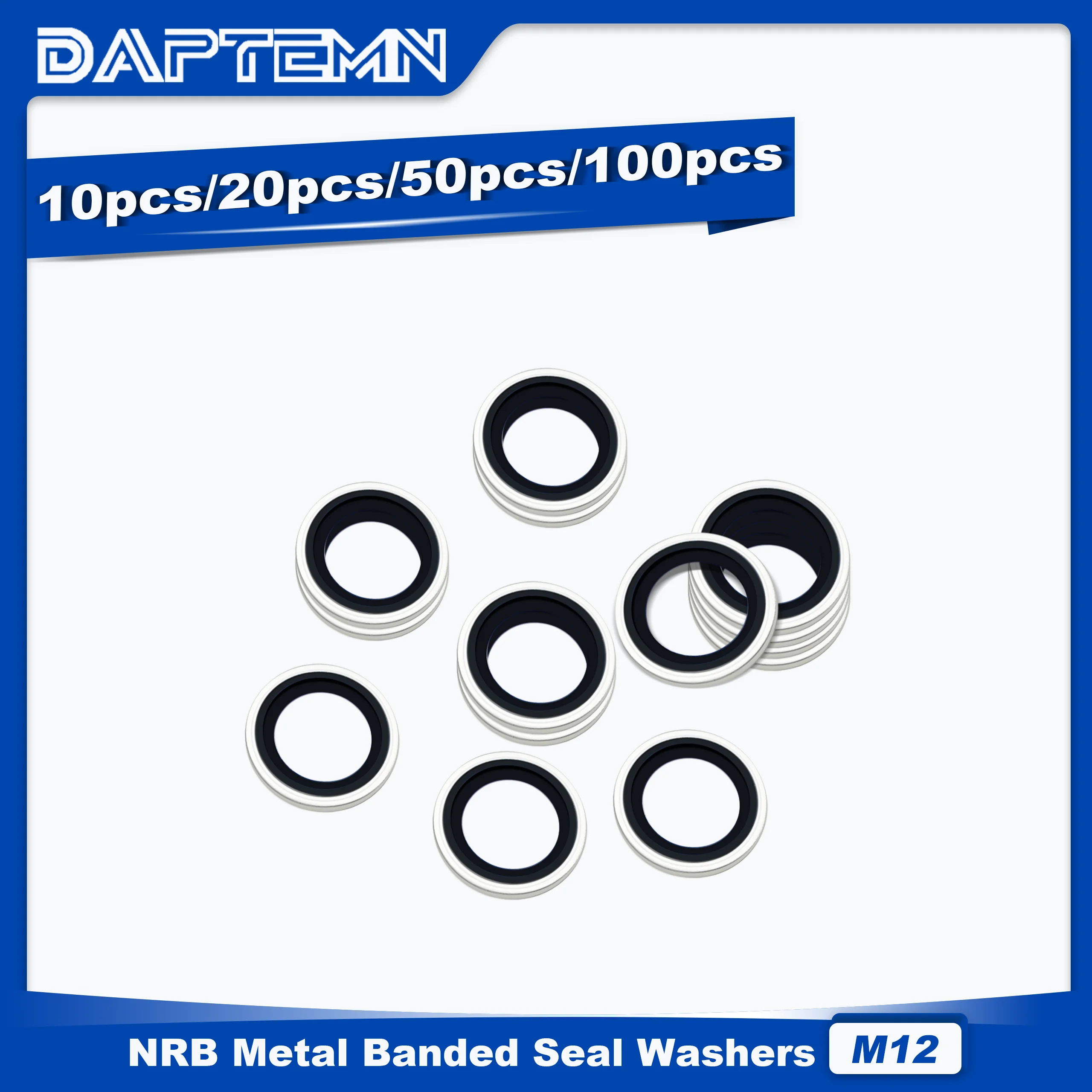 

M12 Bonded Sealing Washers, NBR Zinc-Plated Automotive Self-Centred Seal Rubber Washer, Crash Washers 10PCS 20PCS 50PCS 100PCS