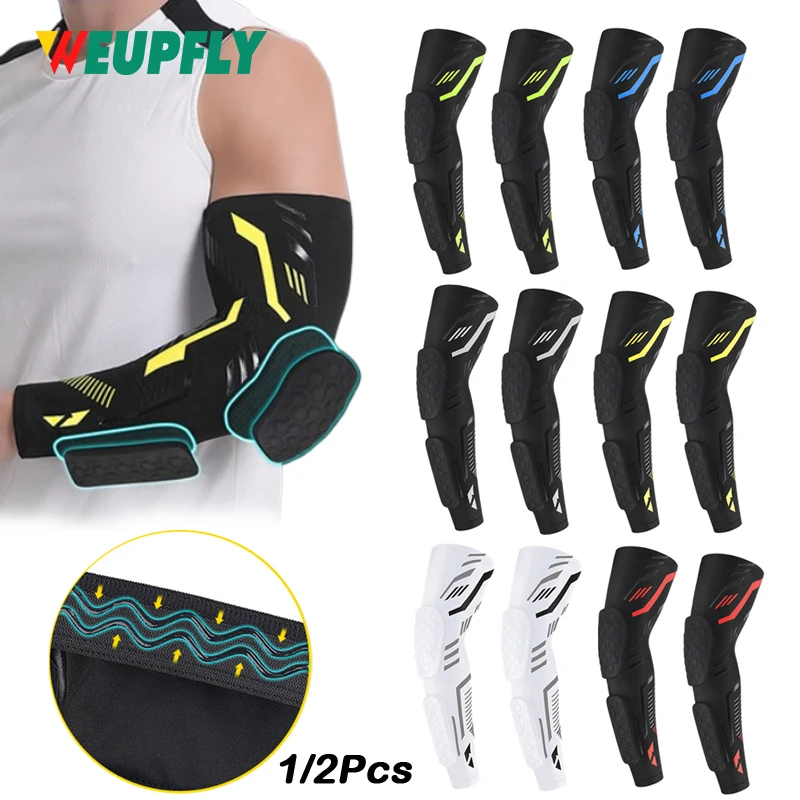 1/2PCS Padded Arm Sleeves, Elbow Forearm Crashproof Pads for Football Basketball Volleyball Soccer