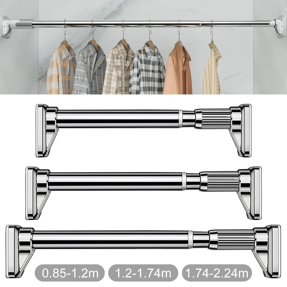Multifunctional Versatile Telescopic Rod, Stainless Steel Nail-free Fixing Curtain Rod, Shower Sheft Hanging Shower Curtain