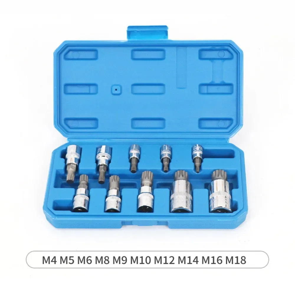 Imagem -02 - Triplo Quadrado Spline Bit Socket Grupo Kit de Ferramentas Profissional com Case Tamper Proof Automotive Alta Qualidade Xzn 12 Ponto 10 Pcs
