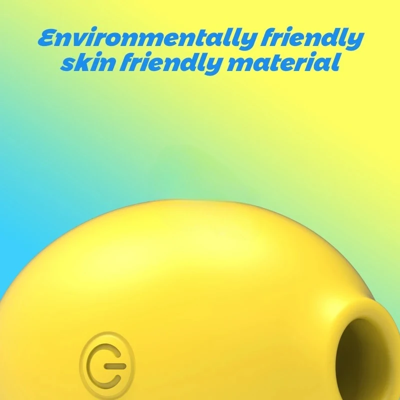 Close-up of eco-friendly skin-friendly silicone material and power button on lemon massager