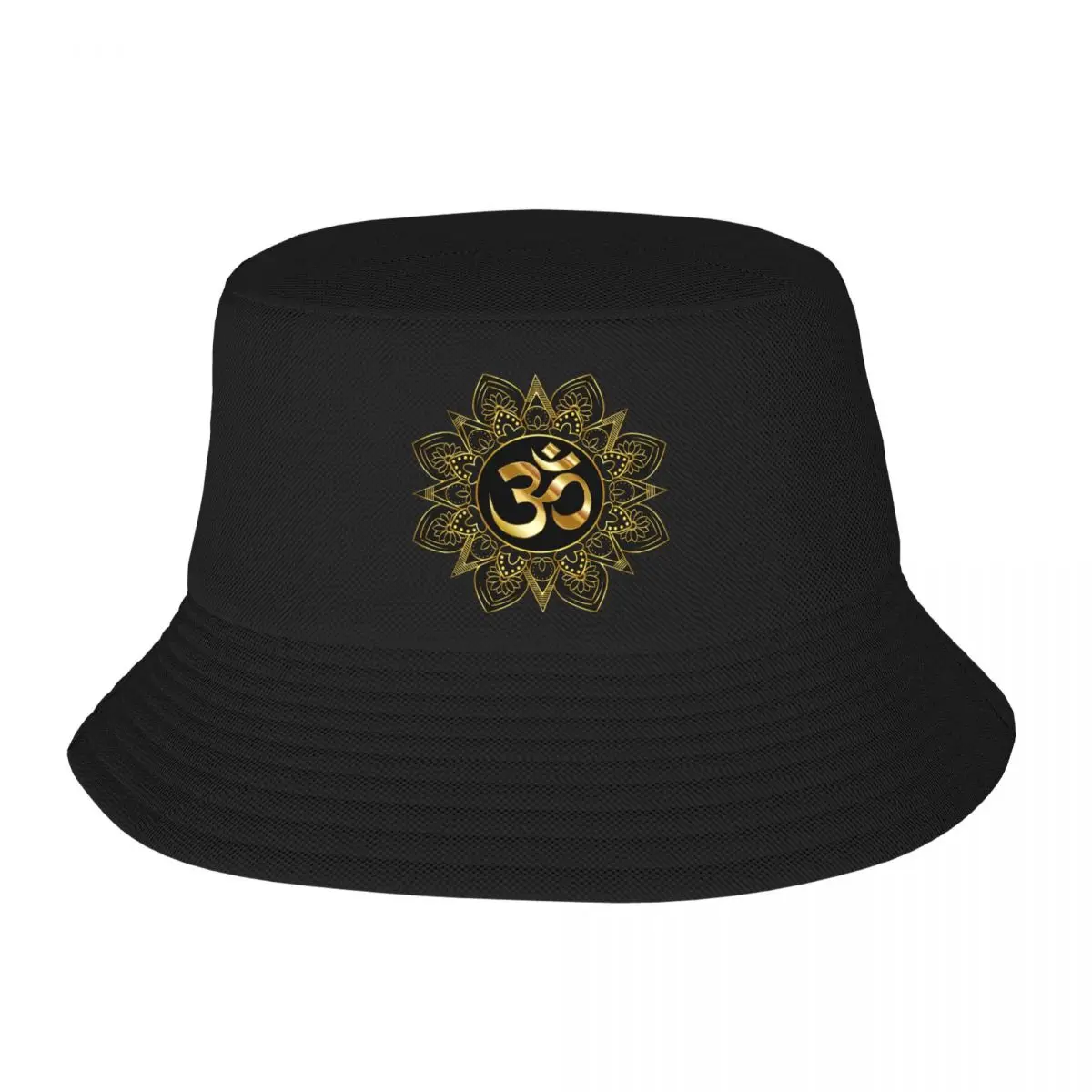 

Custom Golden OM Mandala Bucket Hat Women Men Fashion Summer Beach Sun Buddhism Aum Yoga Meditation Fisherman Cap