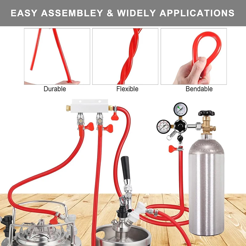 3M Beer Co2 Gas Line Kit, PVC Co2 Hose & 4Pcs Hose Clamp, 5/16’’ID Co2 Dispensing Tube, Beer Keg Line for Home Brewing, Beer Keg view 3