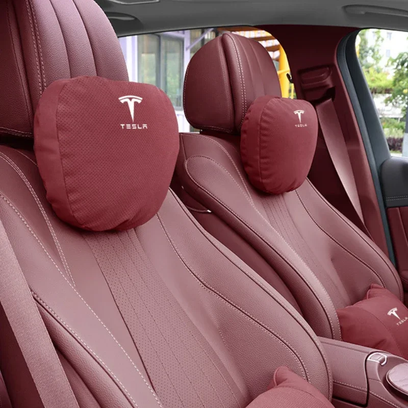

Suede Car Seat Headrest Neck Protective Rest Cushion Cozy Pillows for Tesla Model 3 Y Model S X P75D P85D P90D P100D Roadster