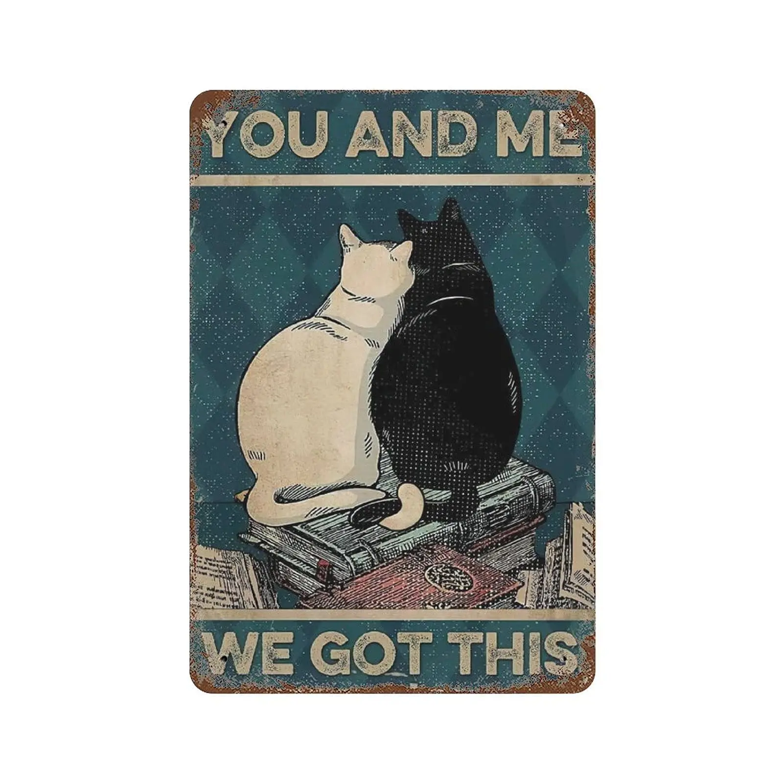 Dreacoss Retro-Metallblechschild, Neuheitsposter, Eisenmalerei, You and Me We Got This Vintage-Blechschild, Blechschild für liebevolles Paar, Buch