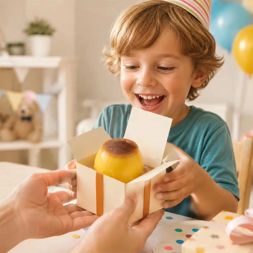 Handgefertigter Knuspriger Pfirsich-Mango-Orangen-Pudding Stressball, Knautschspielzeug, Knuspriges und Weiches Lebensmittelspielzeug, ASMR Sensorisches Stressabbau-Spielzeug – Detail 27
