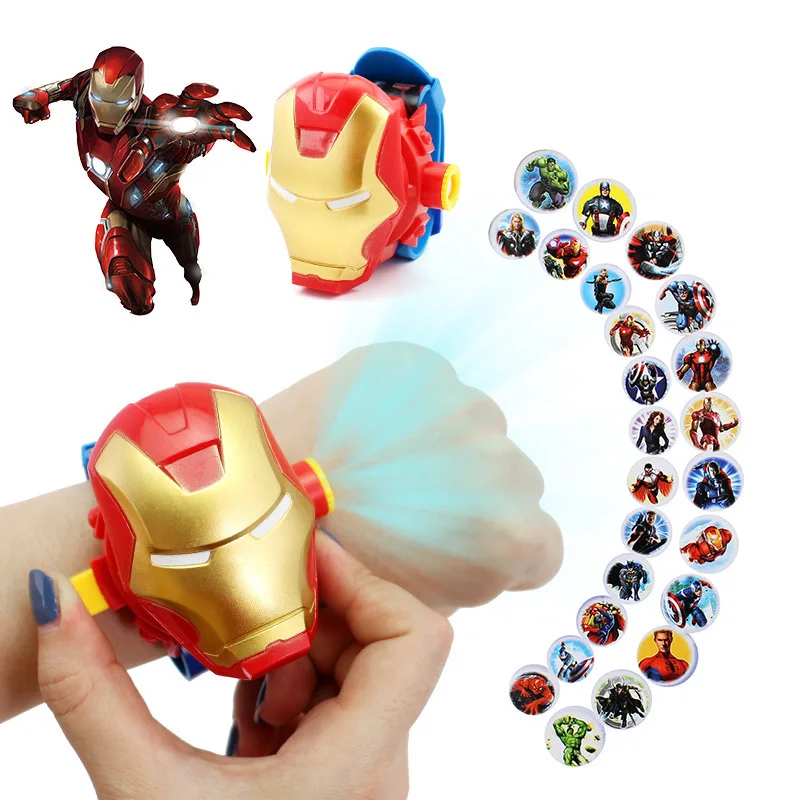 Disney Marvel Figure Spiderman Iron Man Frozen McQueen 24 Projection Watch Digital Clock Kids Watches Boy Toys