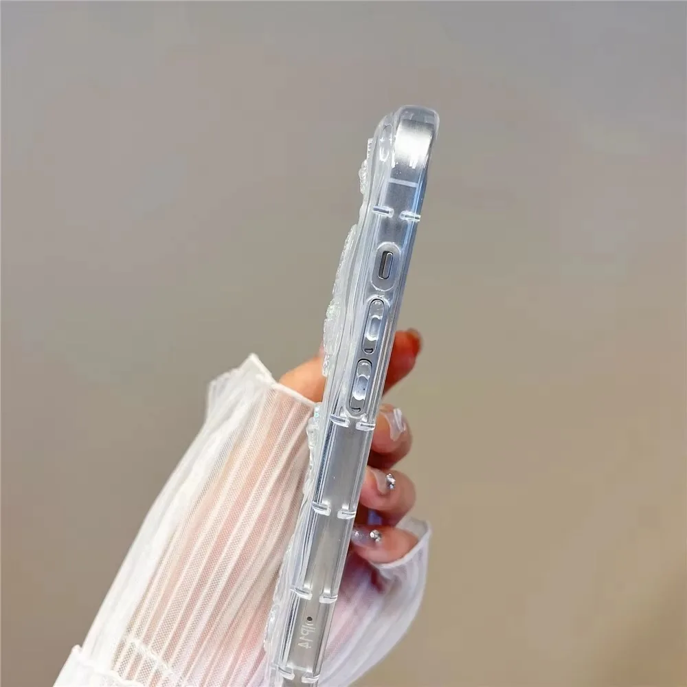 حافظة شفافة لامعة كريستالية ثلاثية الأبعاد لهاتف آيفون 16 15 14 13 12 11 Pro Max Plus XR XS Max غطاء موجة لؤلؤي على شكل نجمة لامعة #5