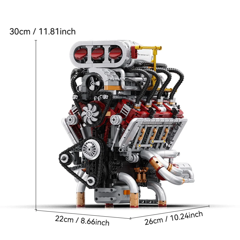 2374 قطعة V8 محرك اللبنات نموذج مقلد علبة التروس الطوب الفني لعب ألعاب تعليمية هدايا للأطفال المراهقين الكبار #6