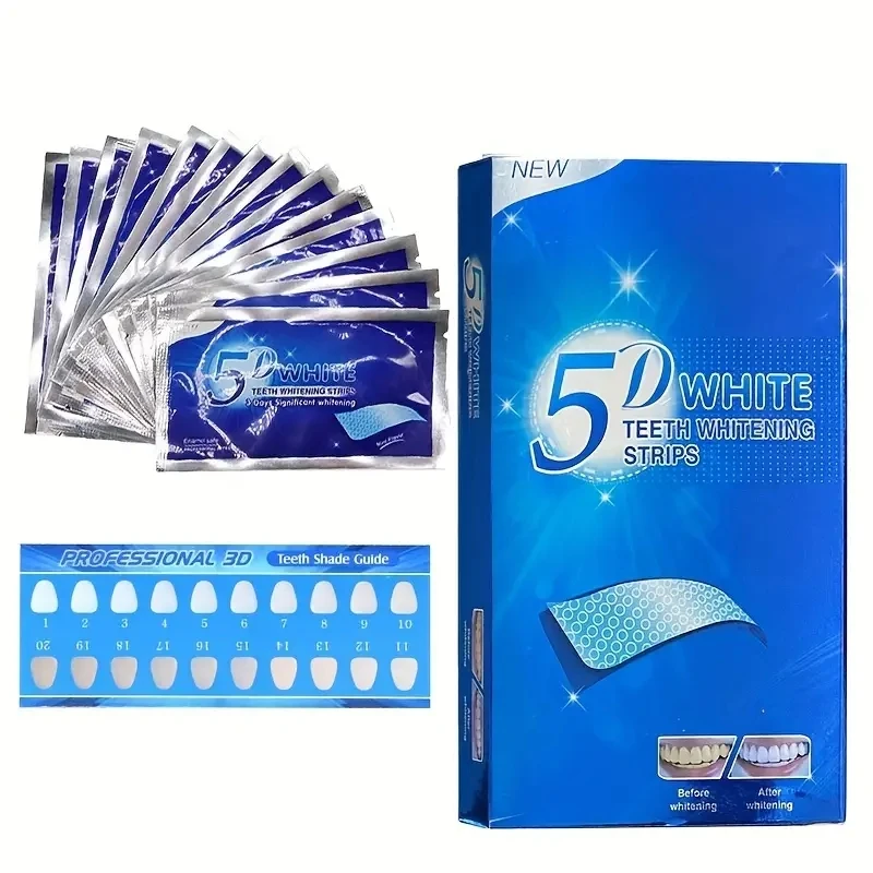 Tiras de Branqueamento dos Dentes para Dentes Falsos, Kit Dental, Folheados, Adesivo Decalque, Cuidados de Higiene Oral, Decalque, 9D, 5D Gel, 7