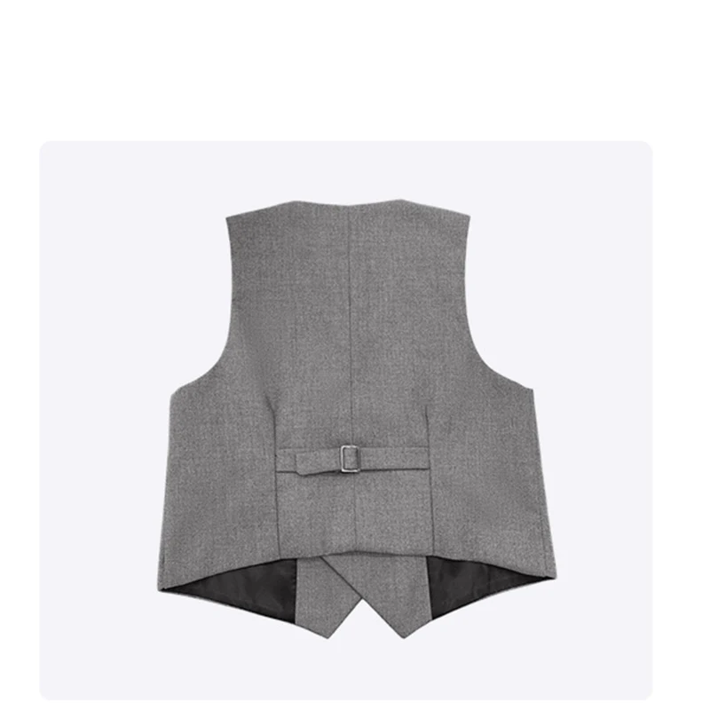 Cool Kids Boys Formal Waistcoat Double Button Blazer Type Vest Girl Birthday Party Wedding Clothes Costume Black Grey Royal Blue