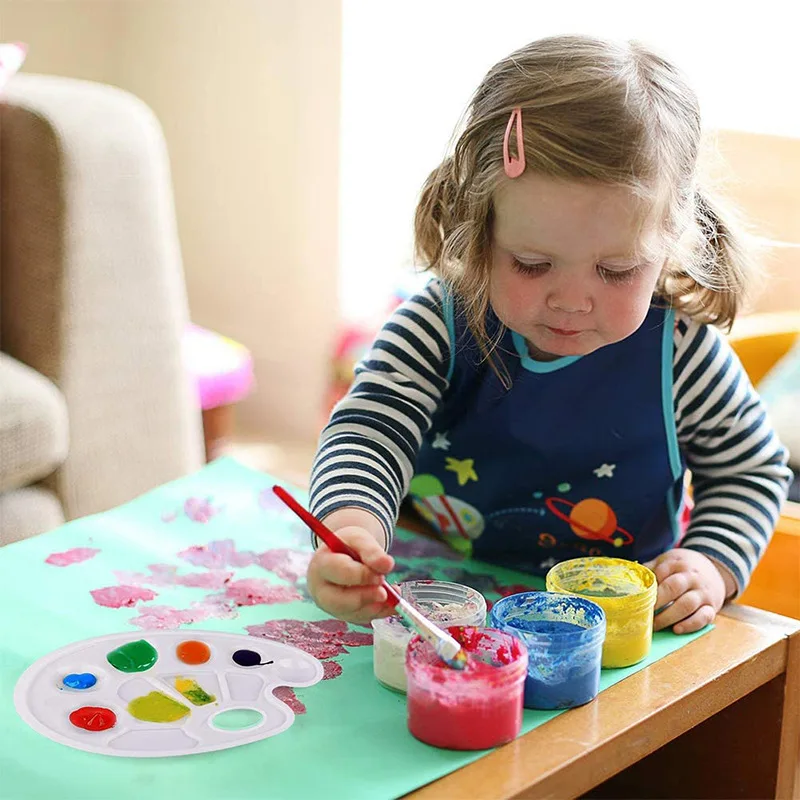 Palet Oval guas 10 buah palet plastik lukisan anak-anak palet lukis tangan palet kaki cat perlengkapan seni grafiti DIY