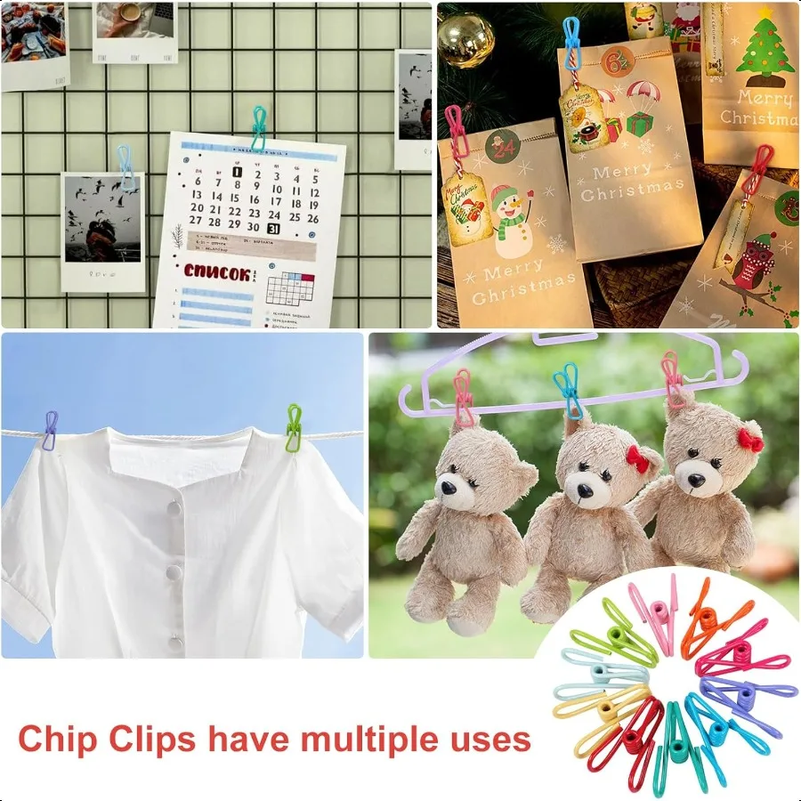 فيفينين رقاقة كليب 30 قطعة مقاطع الحقيبة المستخدمة لمقاطع الرقاقة مقاطع الحقيبة مقاطع الطعام تنظيم الملفات المكتبية أو المدرسية حبل الغسيل Holde