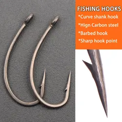 Carp Fishing Hooks High Carbon Steel Barbed Hook Curve Shank Hook For Method Feeder Fishing Rig Accessories Tackle Sharp Hooks