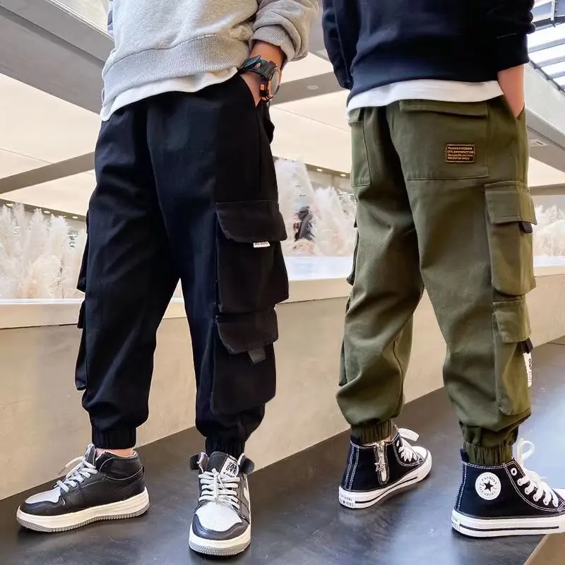 Boy Multiple Pockets Cargo Pants Children Casual Sweatpants Three-dimensional High Visibility Sports Pants Children\'s Clothing