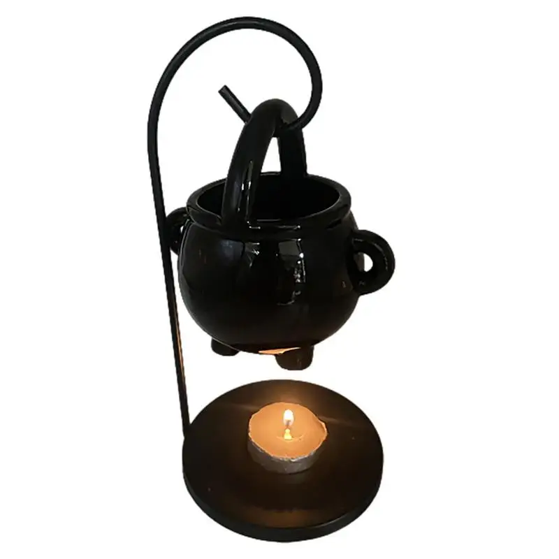 Quemador de cera de caldero colgante, soporte de vela de olla de Brujas, difusor de Aroma de incienso de aceite esencial negro, decoración del hogar, espíritu