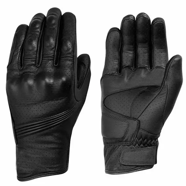 Classic Retro Cow Leather Motorcycle Gloves Black Full Finger Gloves Motorbike Locomotive Gloves Touch Screen Moto Glove