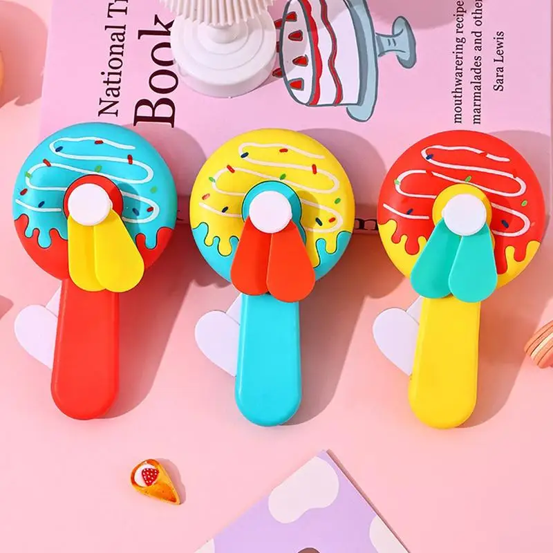 Random 1Pcs Mini Fan Cartoon Cute Ice Cream Cookies Mini Summer Portable Hand Pressure Fan Toys For Kids Adult Birthday Gift