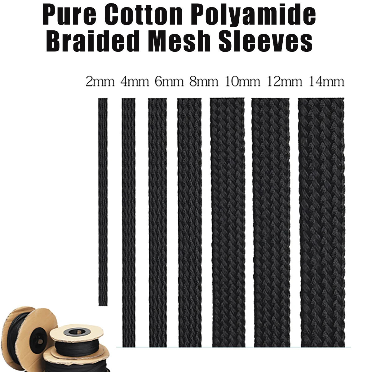 10 メートル黒色編組ケーブルスリーブ絶縁編組スリーブデータライン保護ワイヤーケーブル難燃性ナイロンチューブ