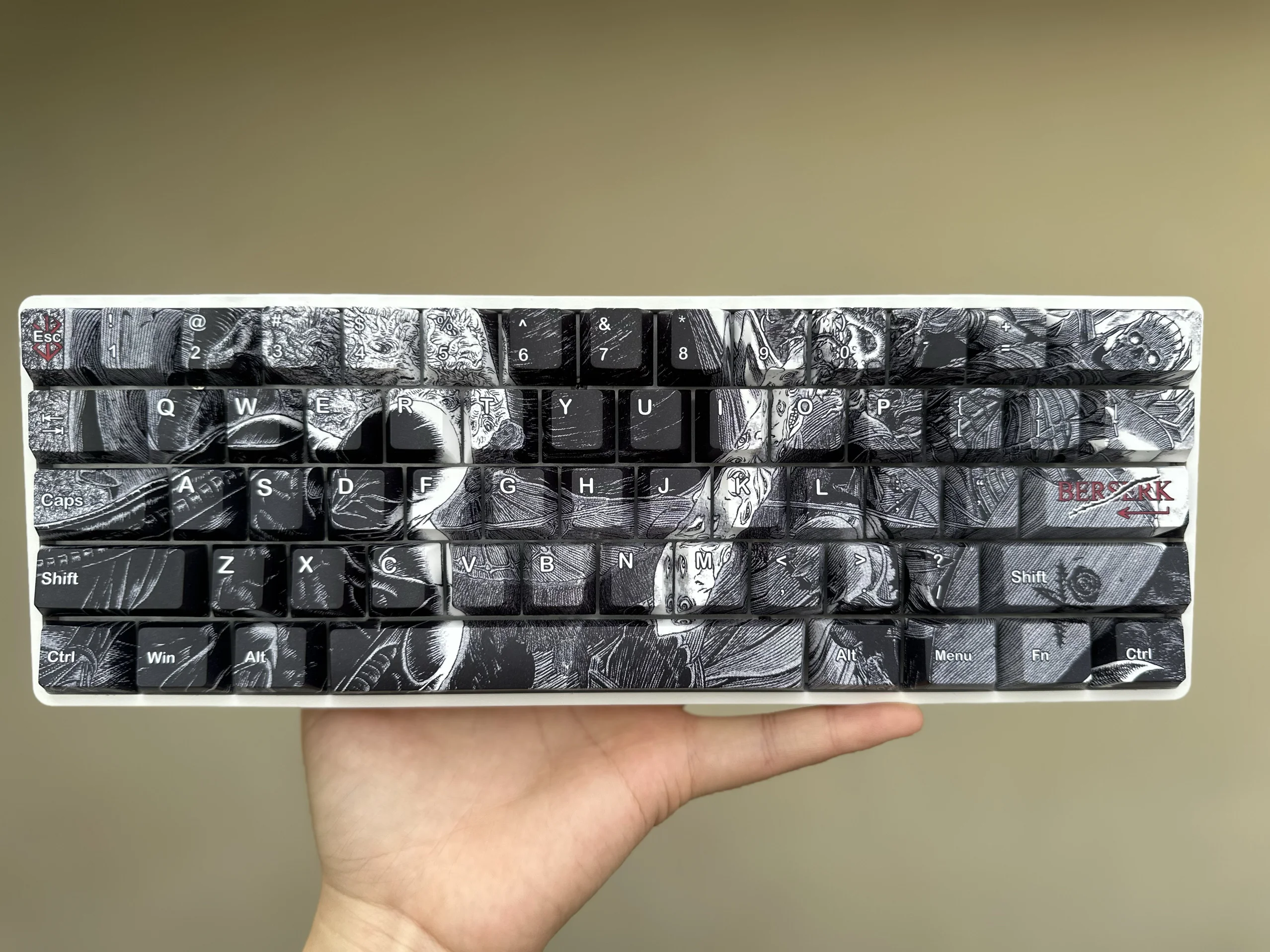 Berserk PBT Chreey  PBT DYE SUB Engraved Keycap for ANSI Layout Wooting Ez63 Made68 60 64 68 75