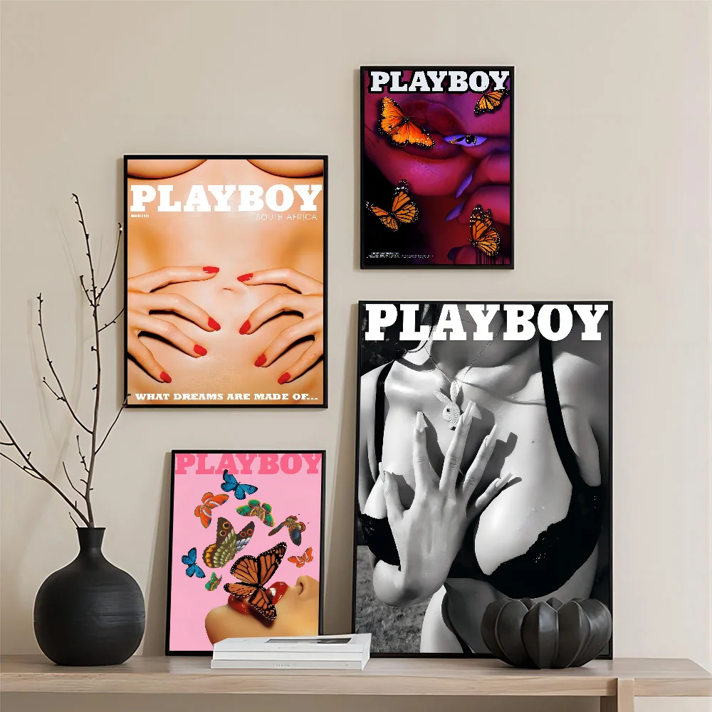 1PC Playboy Poster Movie Sticky Posters Retro Kraft Paper Sticker DIY Room Bar Cafe Aesthetic Art Wall Painting