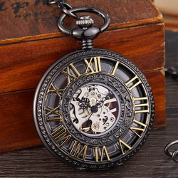 Reloj de bolsillo Steampunk para hombre, colgante de cadena FOB, negro, plata, clásico, Vintage, disfraz, chaleco, collar, Relojes