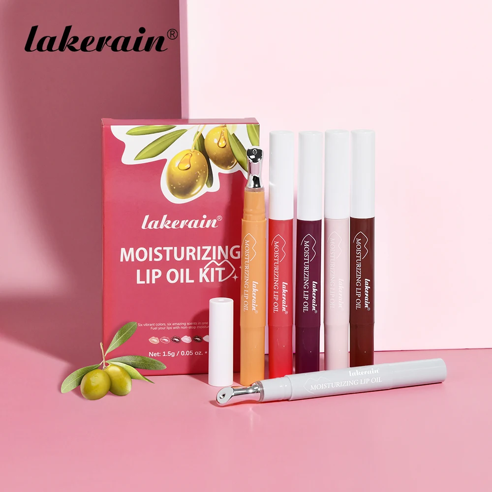 lakerain6 zestaw esencji do ust w kolorze trwałej nawilżającej, lekkiej linii ust nawilżającej, nawilżającej balsam do ust o zapachu miodowej róży