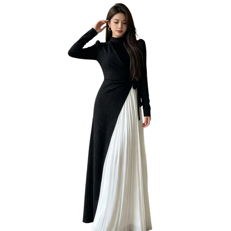 

Fashion Women Evening Dresses Splice Elegant Maxi Dress Muslim Robe Dubai Abaya Kaftan Modest Islam Clothing Party Gown Vestidos
