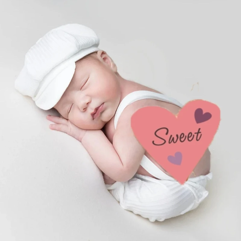 

Baby Photography Props Boys Overalls Photo Studio Clothes Girl Costume Hat 85LE