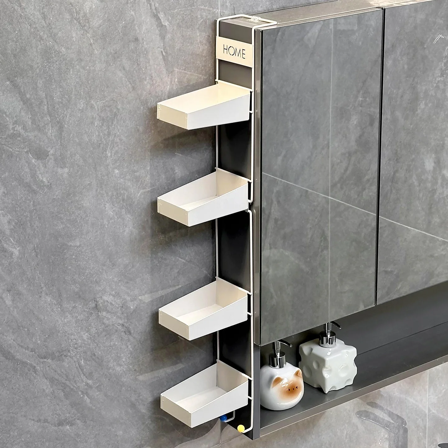 

Полка-органайзер для ванной комнаты: узкий многоярусный стеллаж из железа для туалетных принадлежностей, для хранения у зеркального шкафа
