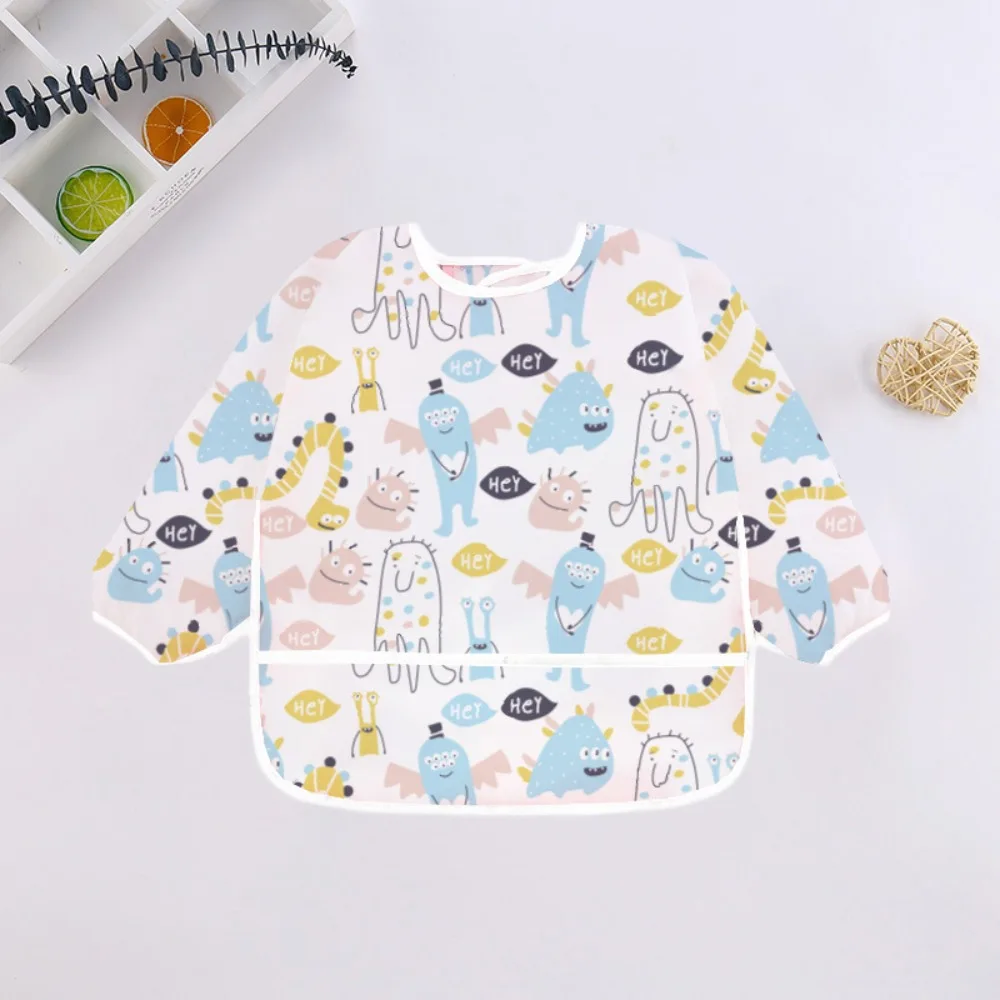 

Новые водонепроницаемые детские нагрудники, регулируемый легко чистящийся фартук с длинными рукавами, защитный халат для кормления спереди с длинными рукавами