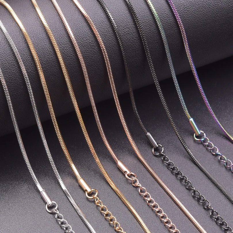 1/5/10pcs Wholesale 40+5cm Square Snake Chain Jewelry On The Neck Decor Stainless Steel Necklaces For Women Men Accessories Gift - Image 2