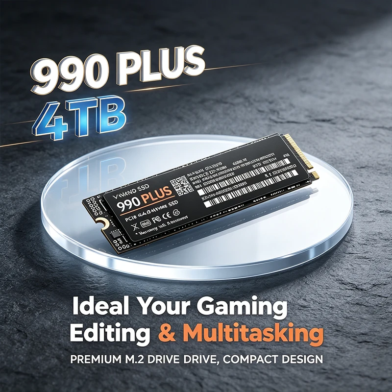 990 PLUS PCIe3.0 M.2 2280 NVMe SSD: SSD interno de alta velocidade, disponível em capacidades de 500 GB, 1 TB, 2 TB e 4 TB, ideal para portáteis e computadores de secretária, perfeito para jogos.