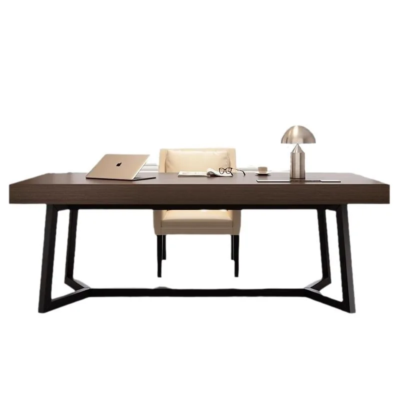 Smoked wood desk light luxury modern simple home living room Italian minimalist rectangular computer desk boss table
