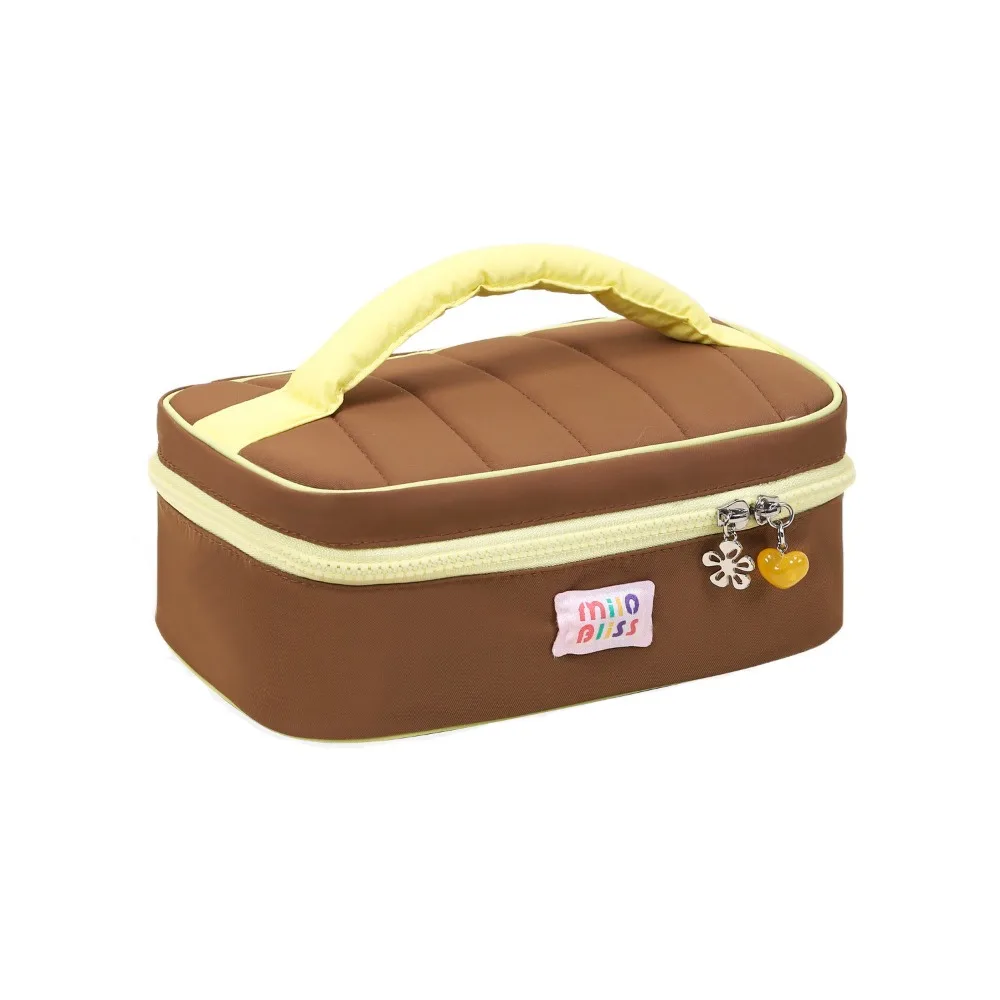 

Solid Color Contrast Color Cosmetic Bag Handbag Zipper Fresh Makeup Bags Macaron Color Lager Capacity Toiletries Bag Student