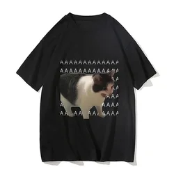 ユーモラスな女性のための猫のプリントTシャツ,男性と女性のためのファッショナブルな半袖カジュアルTシャツ,夏の原宿Tシャツ